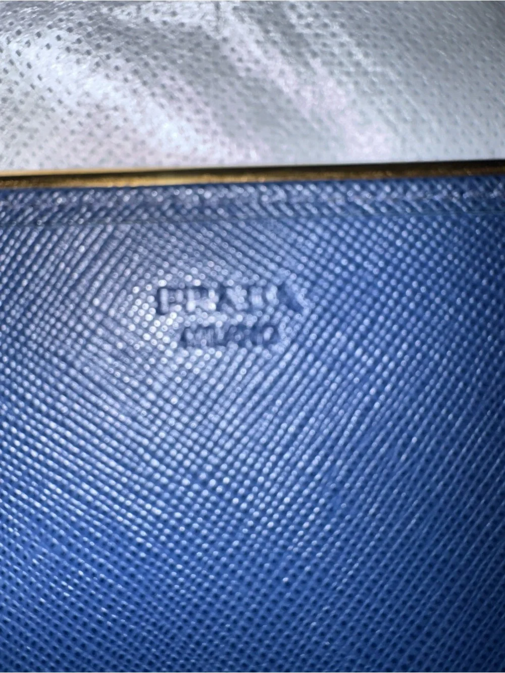 Prada Blue and Gold continental wallet